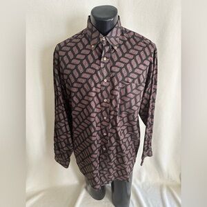Palladium Shirt Men’s LARGE Paisley Long Sleeve Button Down Made In USA Cotton